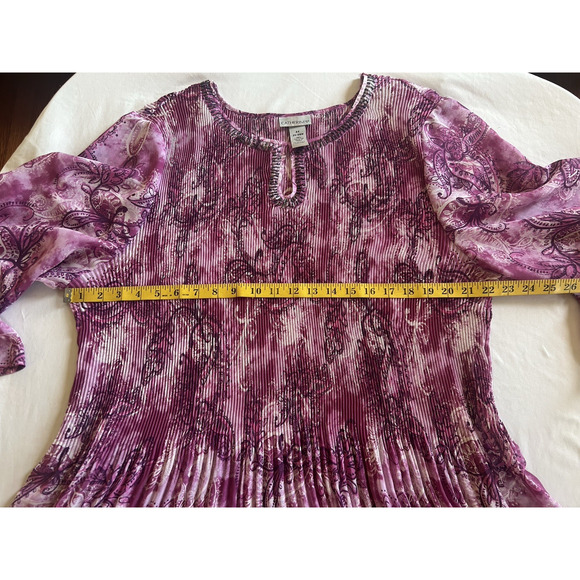 Catherines Beaded Crinkle Tunic Blouse Womens Size 3X Pink Boho Comfort - Picture 6 of 8